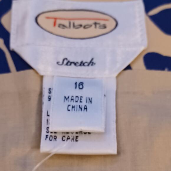 Talbots Stretch Floral Skirt Tan and Blue With Sequins. Size 16 - Picture 10 of 14